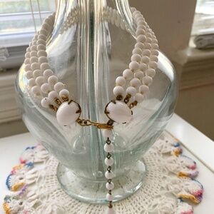 Vintage Three-Strand White Choker Necklace